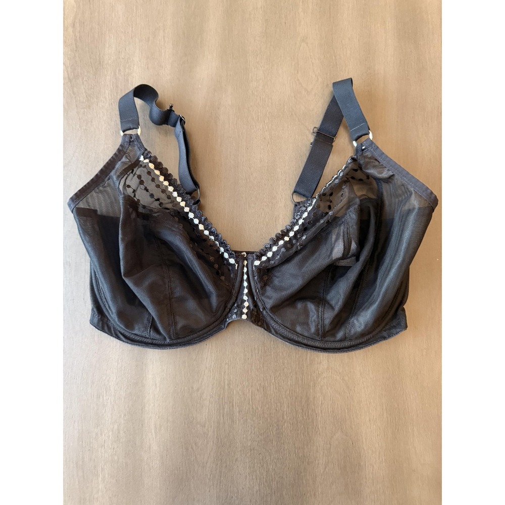 Elomi Matilda Bra Womens UK 34H Black Underwire Sheer Mesh Plunge Unlined J-Hook - Picture 4 of 14